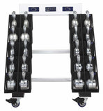 Five pairs of Solid Steel Kettlebells on Custom Rack